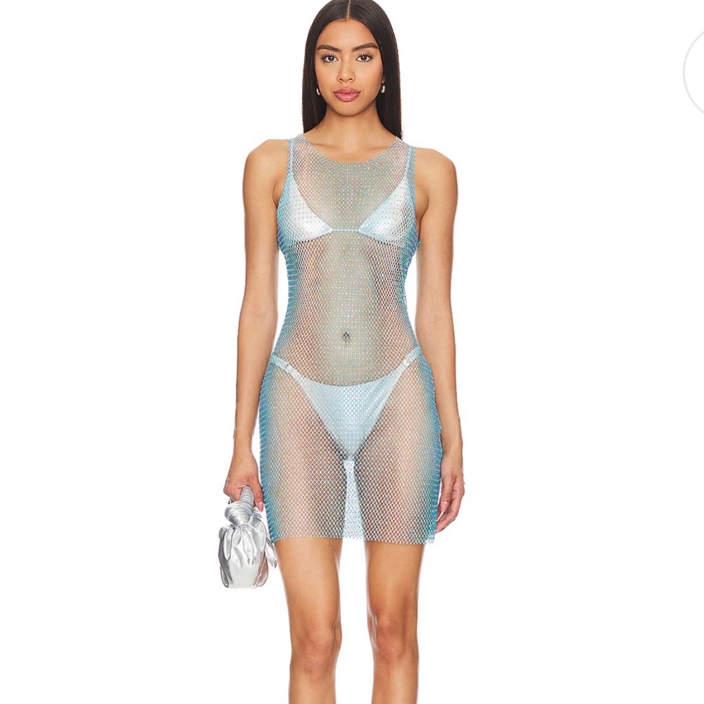 Trendy Mesh Dress with Silver Highlights